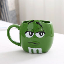Load image into Gallery viewer, M & M coffee mugs ceramic tea cups and mugs large capacity mark cute bean expression cartoon creative drinkware send spoon