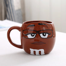 Load image into Gallery viewer, M &amp; M coffee mugs ceramic tea cups and mugs large capacity mark cute bean expression cartoon creative drinkware send spoon
