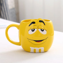 Load image into Gallery viewer, M &amp; M coffee mugs ceramic tea cups and mugs large capacity mark cute bean expression cartoon creative drinkware send spoon
