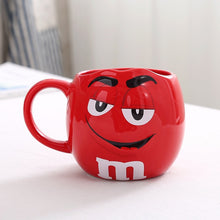 Load image into Gallery viewer, M &amp; M coffee mugs ceramic tea cups and mugs large capacity mark cute bean expression cartoon creative drinkware send spoon
